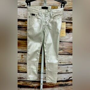 polo ralph lauren girls size 8 metallic silver jeans NWT